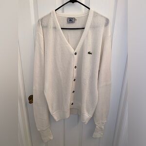 VINTAGE MEN’s LACOSTE Izod cardigan in white size M
